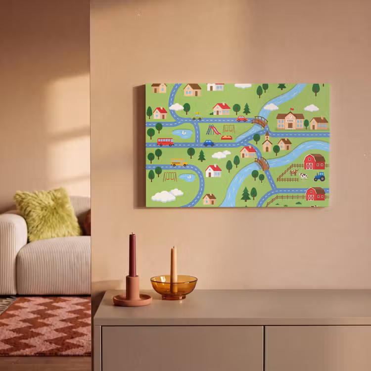 Canvas schilderij - Stad - Wegen - Huizen — 1