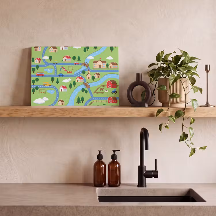 Canvas schilderij - Stad - Wegen - Huizen — 2