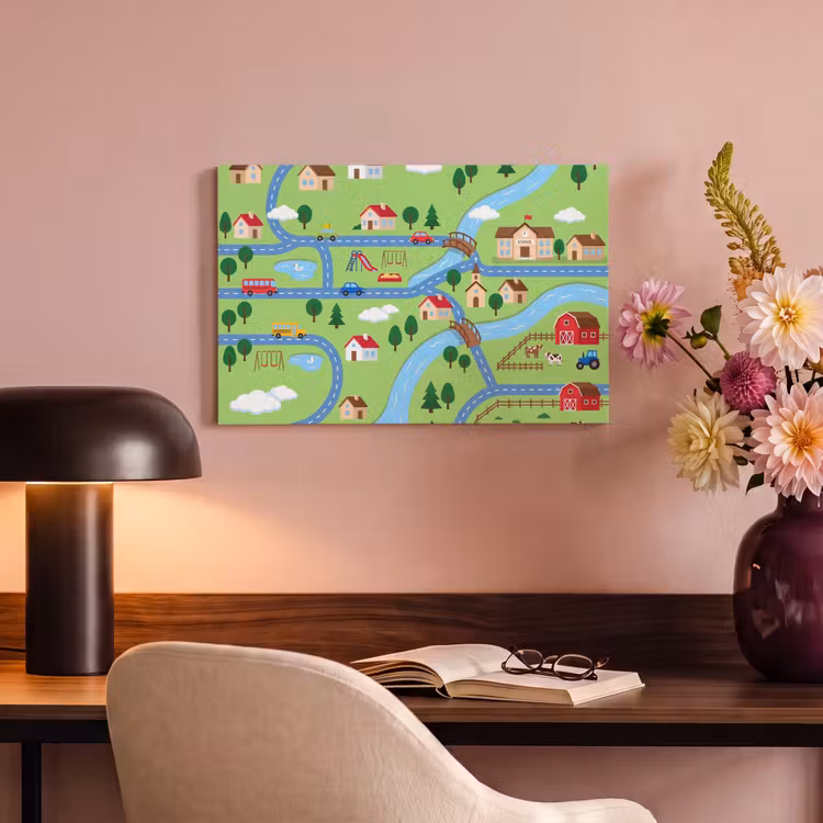 Canvas schilderij - Stad - Wegen - Huizen — 3