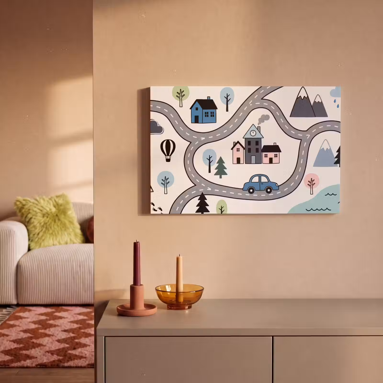 Canvas schilderij - Kaart - Stad - Kindvriendelijk — 1