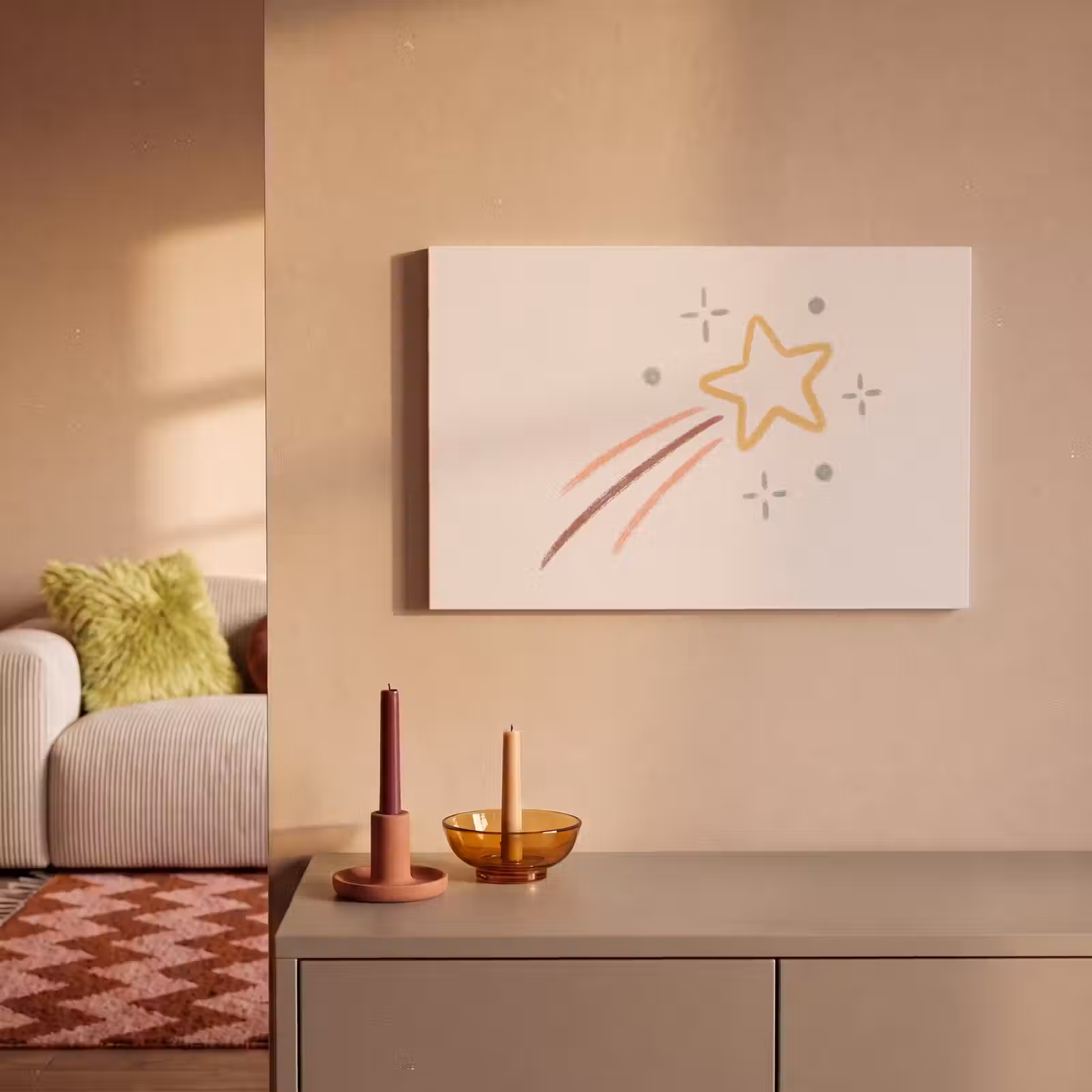 Canvas schilderij - Ster - Vallend - Illustratie - Pastel — 1