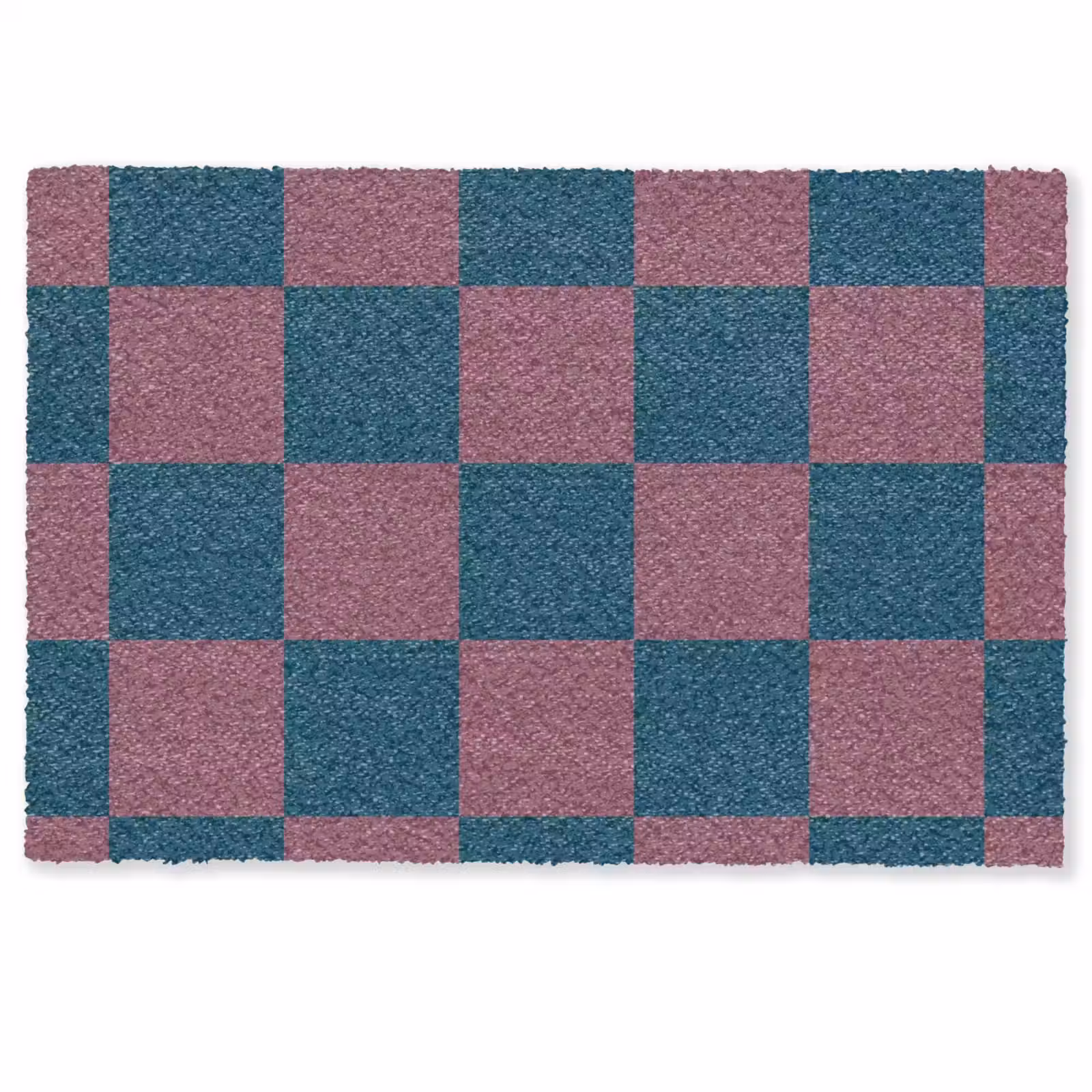 Deurmat - Schaakbord print - Blauw - Rood - Blokjes — 1