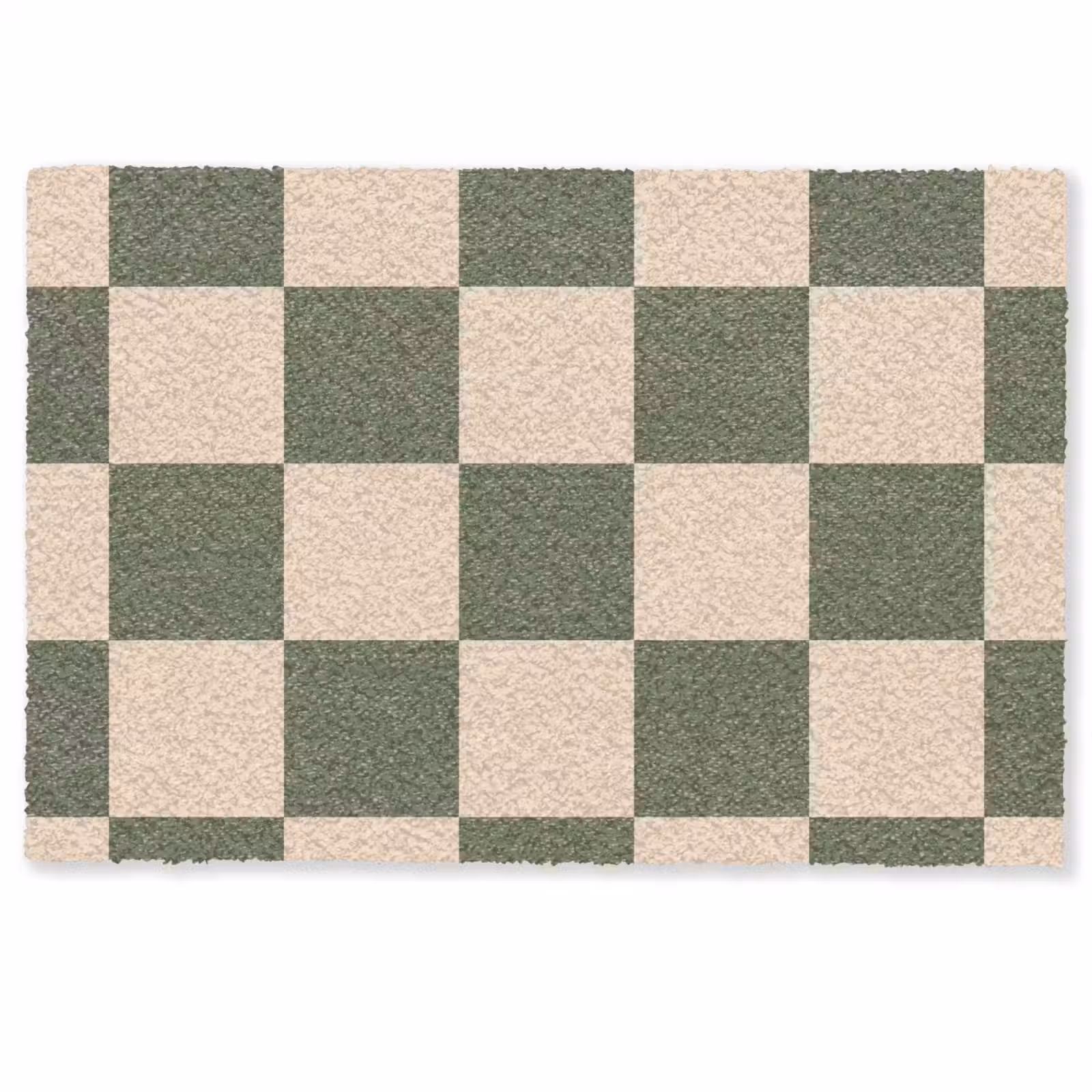 Deurmat - Schaakbord print - Groen - Beige - Blokjes — 1