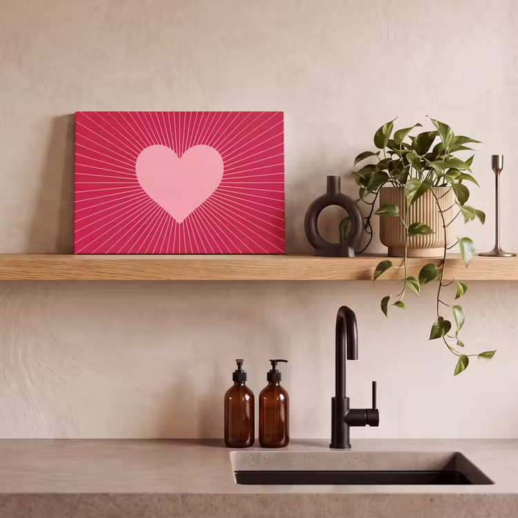 Canvas schilderij - Hart - Stralen - Liefde - Abstract - Roze — 2