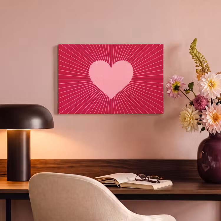 Canvas schilderij - Hart - Stralen - Liefde - Abstract - Roze — 3