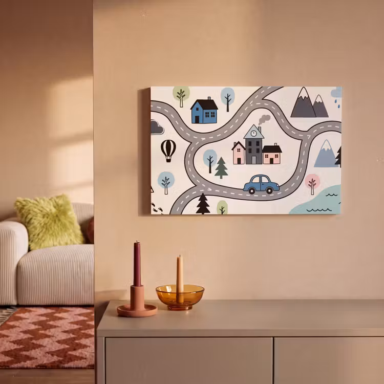 Canvas schilderij - Kaart - Stad - Kindvriendelijk — 1