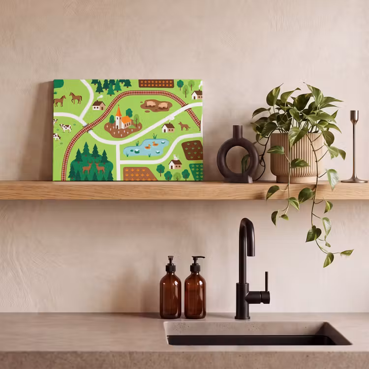 Canvas schilderij - Platteland - Dieren - Illustratie — 2