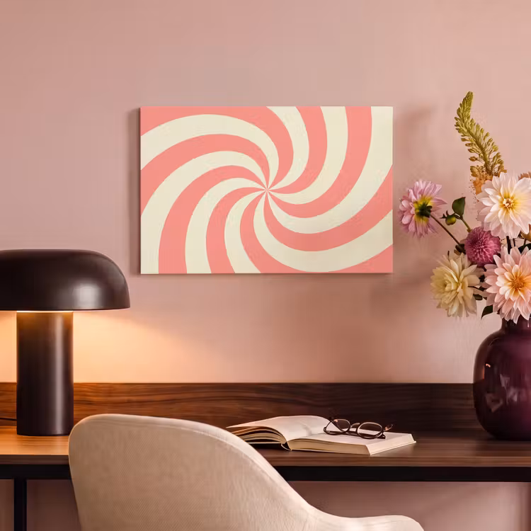 Canvas schilderij - Spiraal - Patroon - Abstract - Roze - Beige — 3