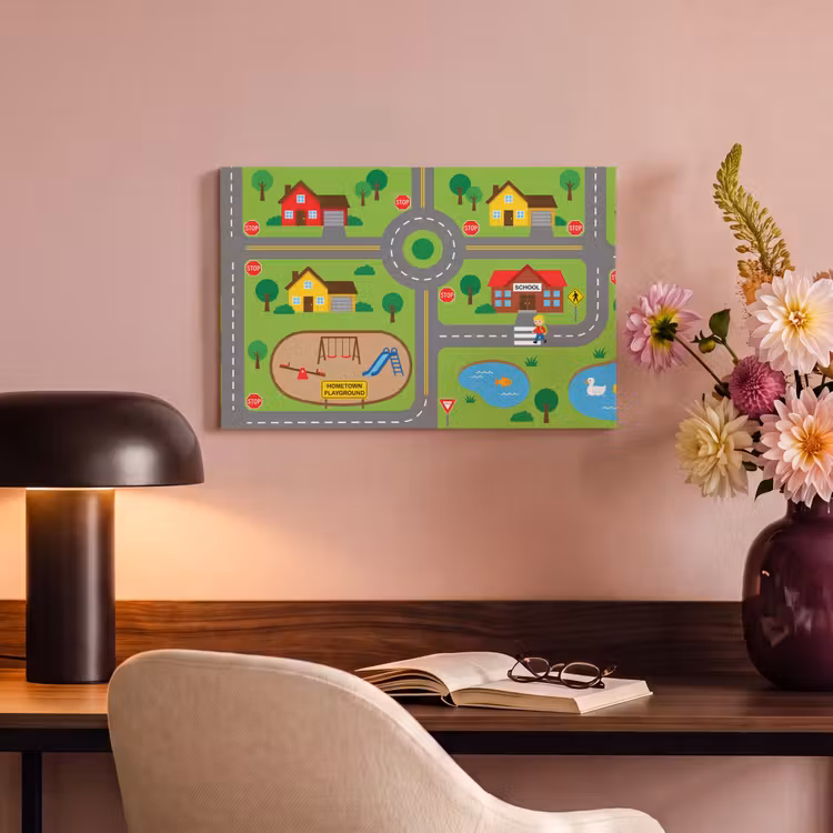 Canvas schilderij - Stad - Wegen - Cartoon — 3
