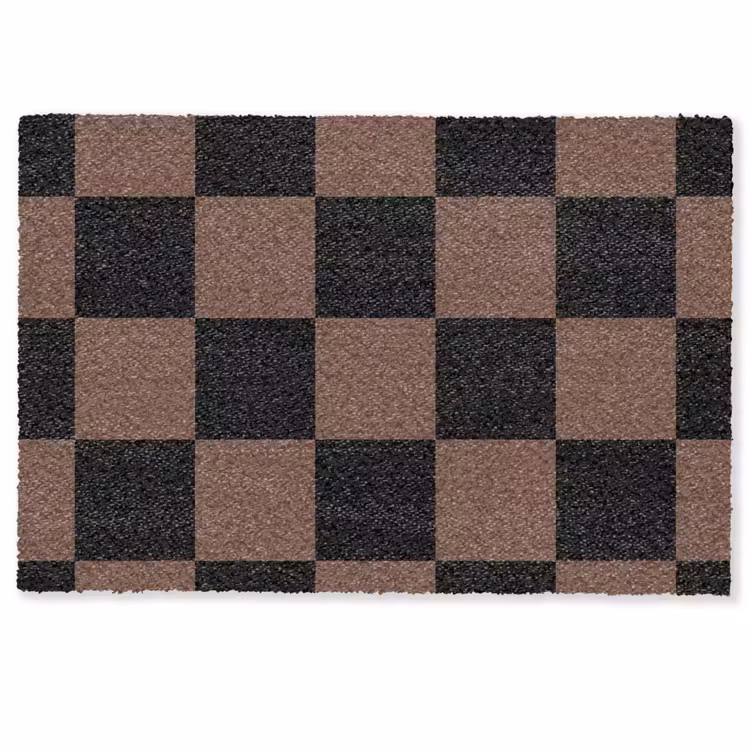 Deurmat - Schaakbord print - Bruin - Zwart - Blokjes — 1