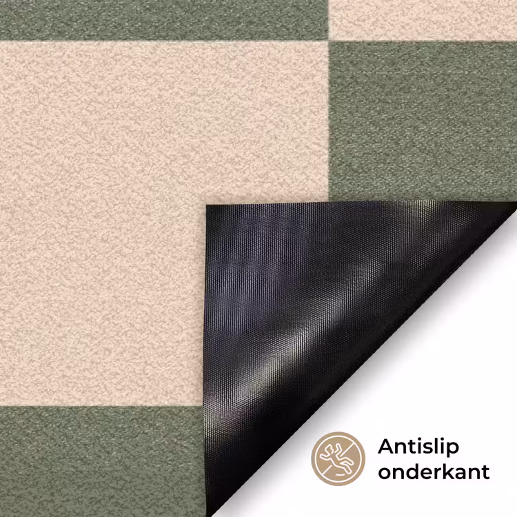 Deurmat - Schaakbord print - Groen - Beige - Blokjes — 6