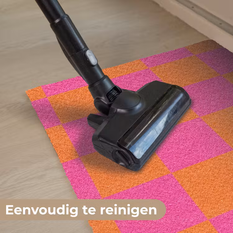 Deurmat - Schaakbord print - Oranje - Roze - Blokjes — 9