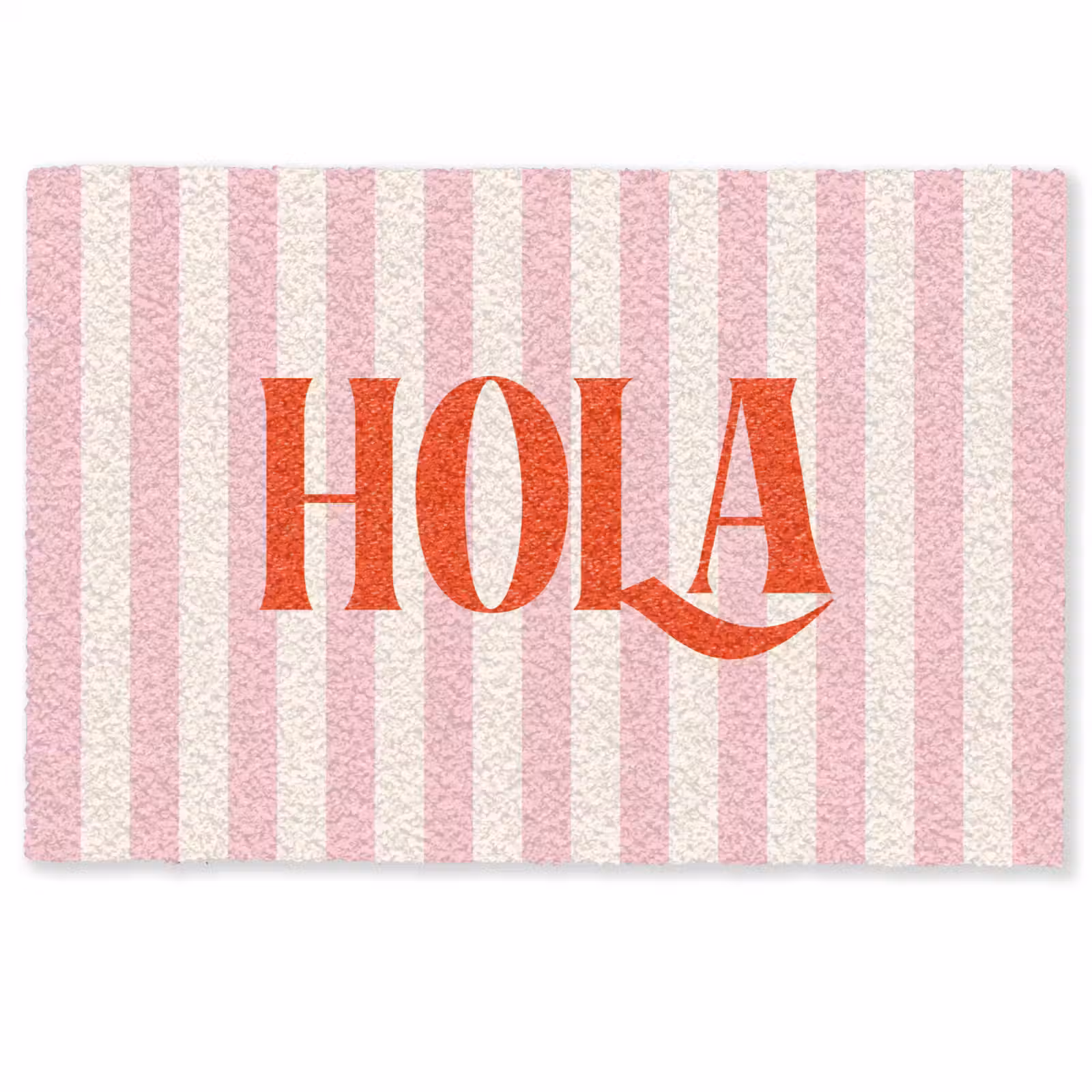Deurmat - Hola - Quote - Strepen - Pastel - Roze - Rood - Wit — 1