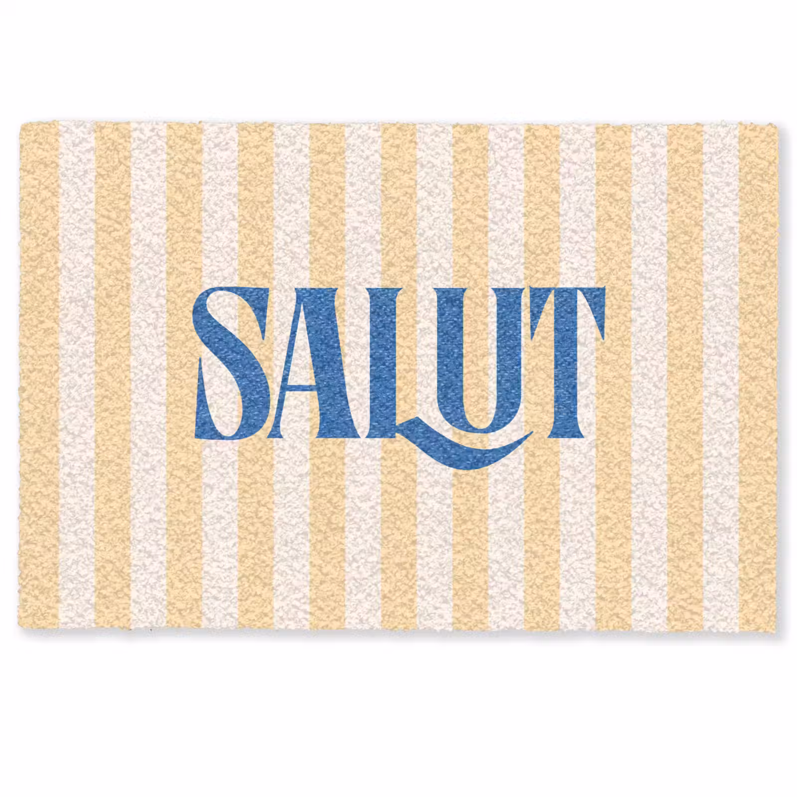 Deurmat - Salut - Quote - Strepen - Geel - Blauw - Wit — 1