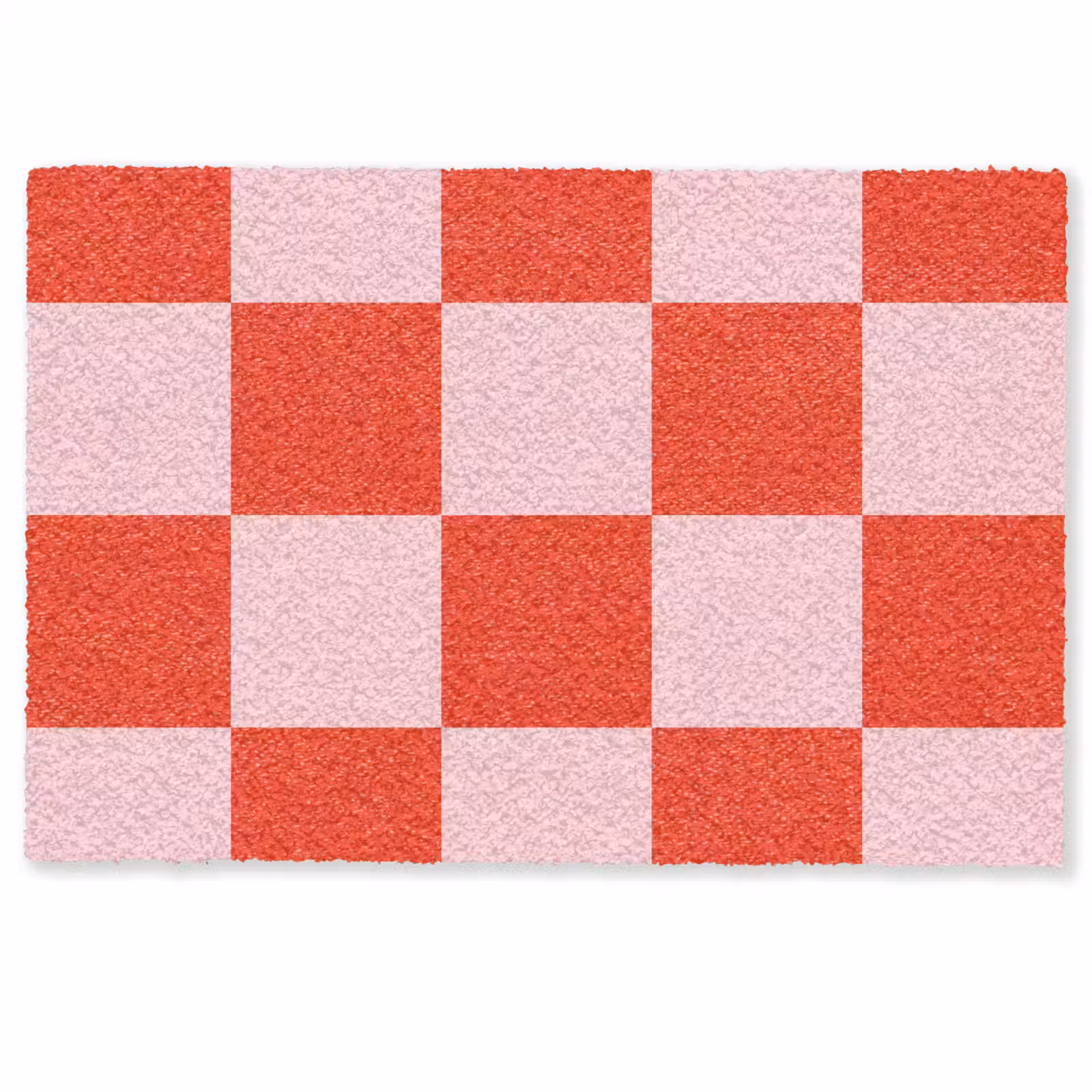 Deurmat - Schaakbord patroon - Rood - Roze - Blokjes — 1