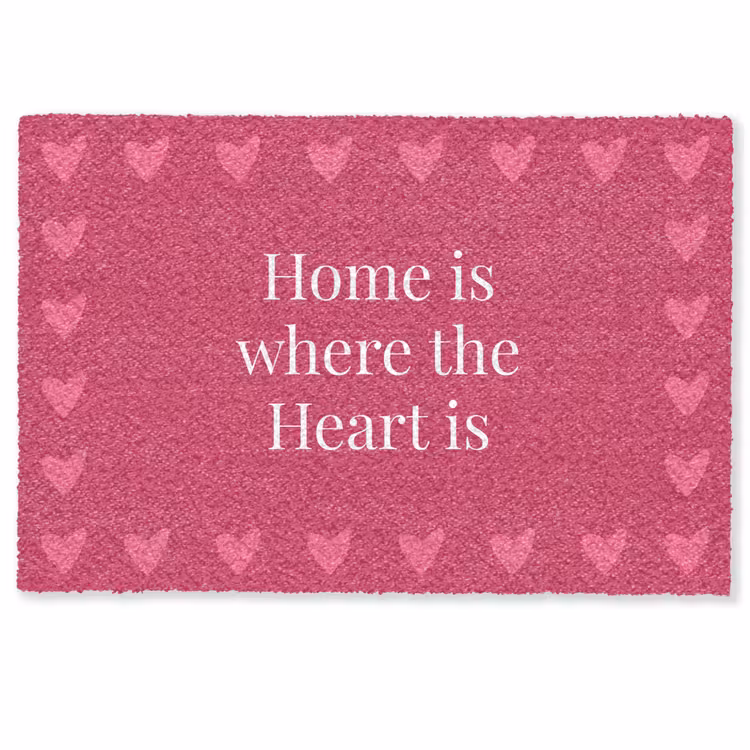 Deurmat - Home is where the heart is - Quote - Roze — 1