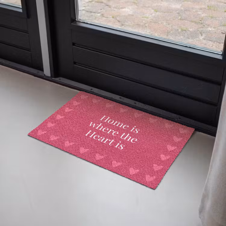 Deurmat - Home is where the heart is - Quote - Roze — 2
