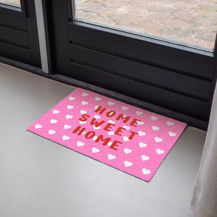 Deurmat - Home sweet home - Quote - Roze — 2