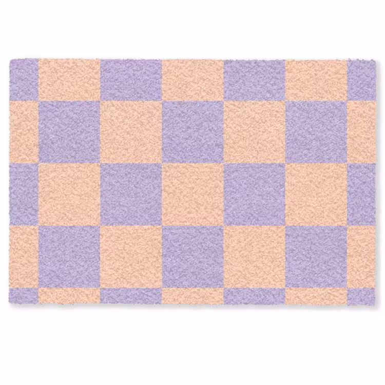 Deurmat - Schaakbord patroon - Paars - Roze - Blokjes — 1