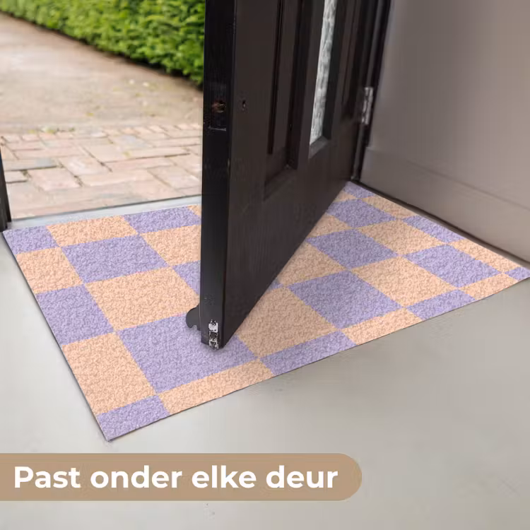 Deurmat - Schaakbord patroon - Paars - Roze - Blokjes — 7