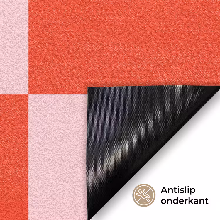 Deurmat - Schaakbord patroon - Rood - Roze - Blokjes — 6