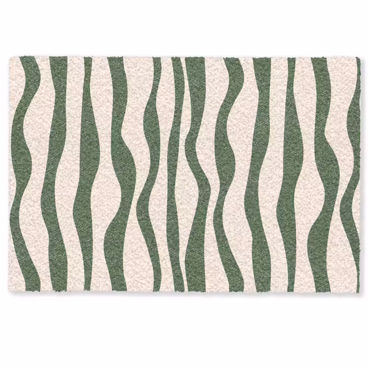 Deurmat - Golvende lijnen - Beige - Groen - Strepen - Abstract — 1