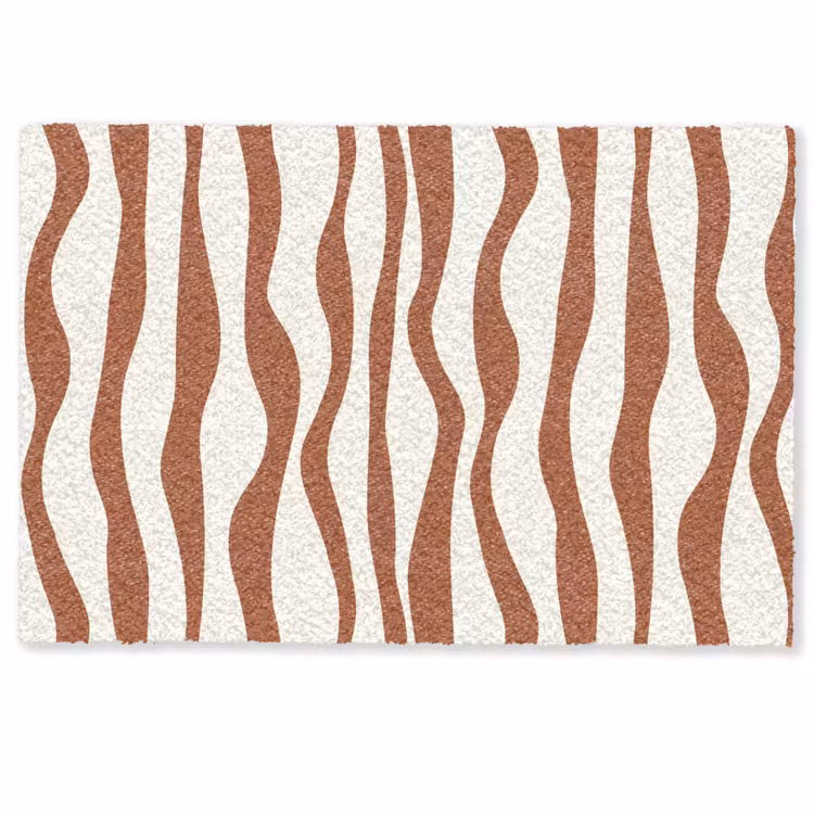 Deurmat - Golvende lijnen - Strepen - Beige - Bruin — 1