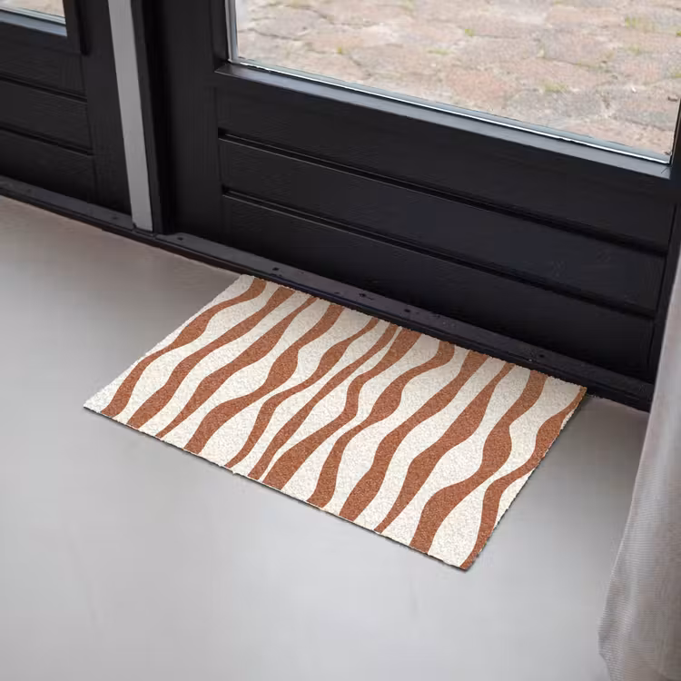Deurmat - Golvende lijnen - Strepen - Beige - Bruin — 2