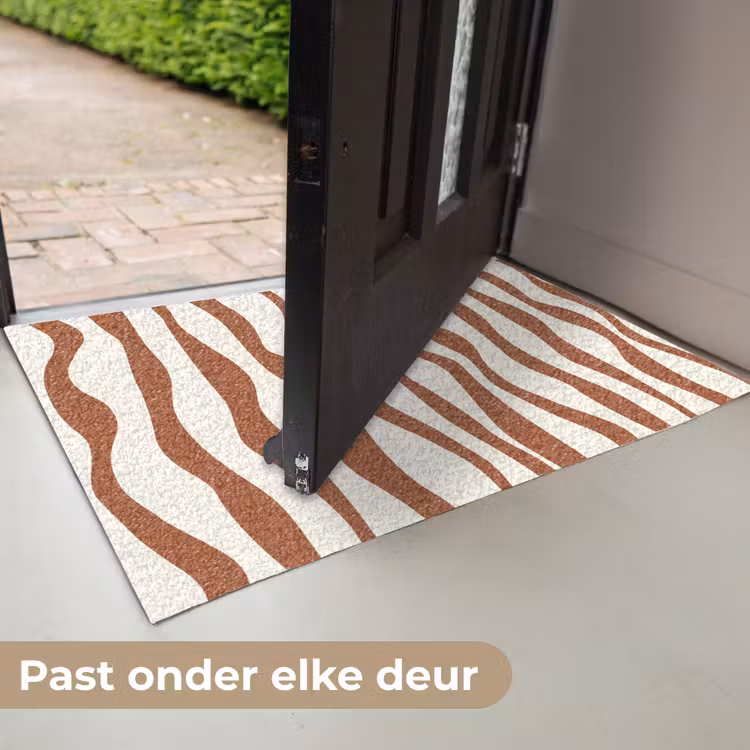 Deurmat - Golvende lijnen - Strepen - Beige - Bruin — 7