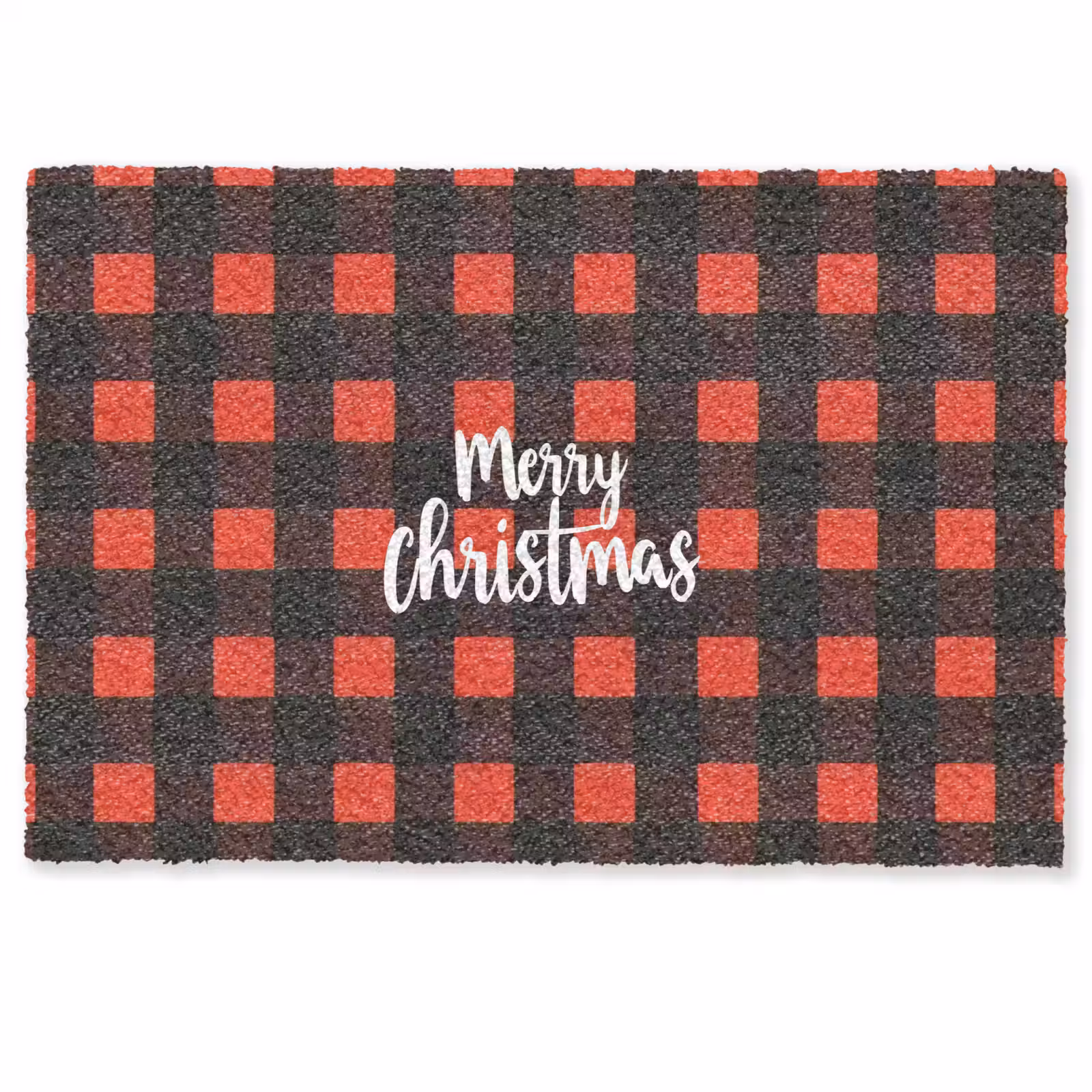 Deurmat - Geruit - Rood - Tekst - Christmas — 1