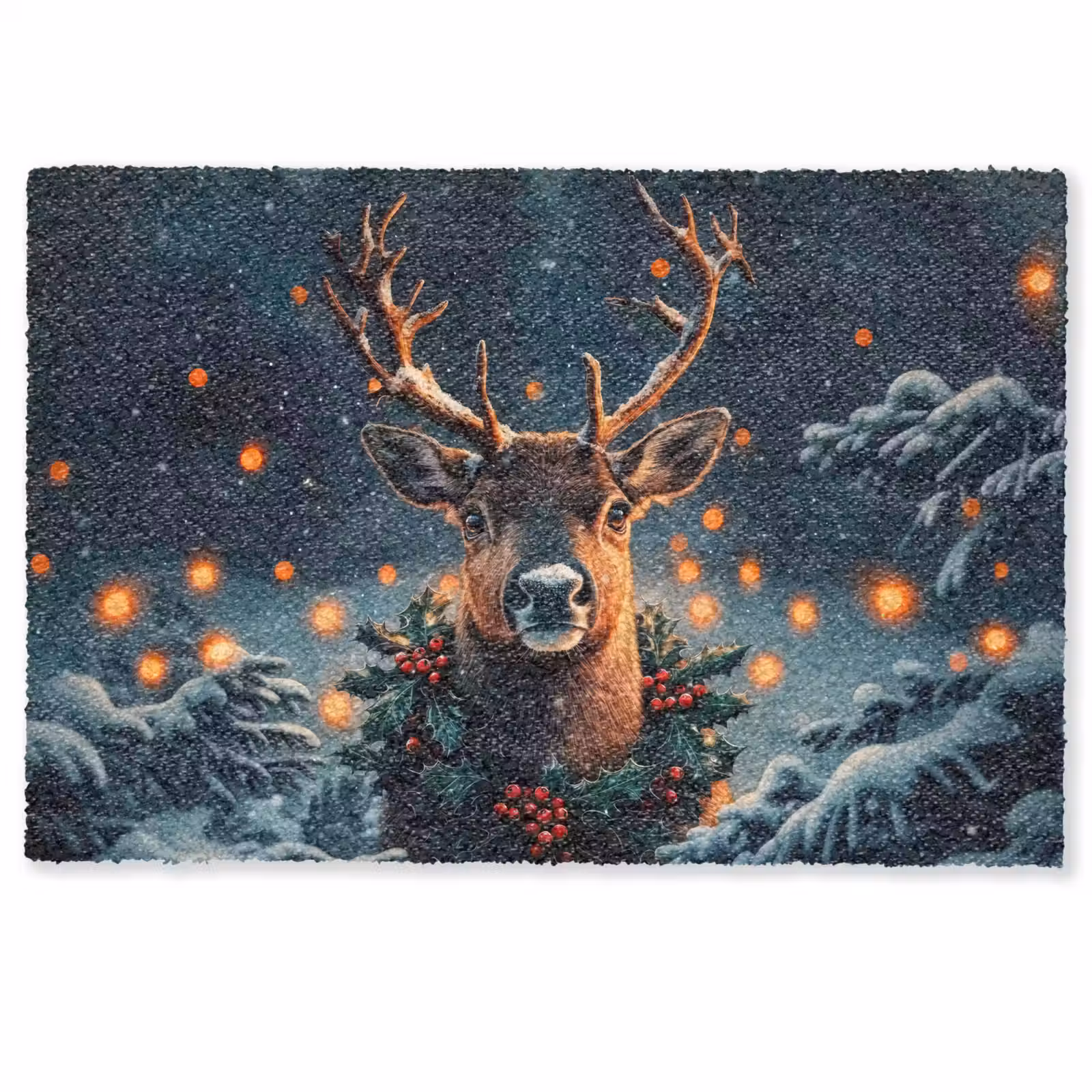 Deurmat - Hert - Kerst - Winter - Sneeuw - Kerstkrans — 1