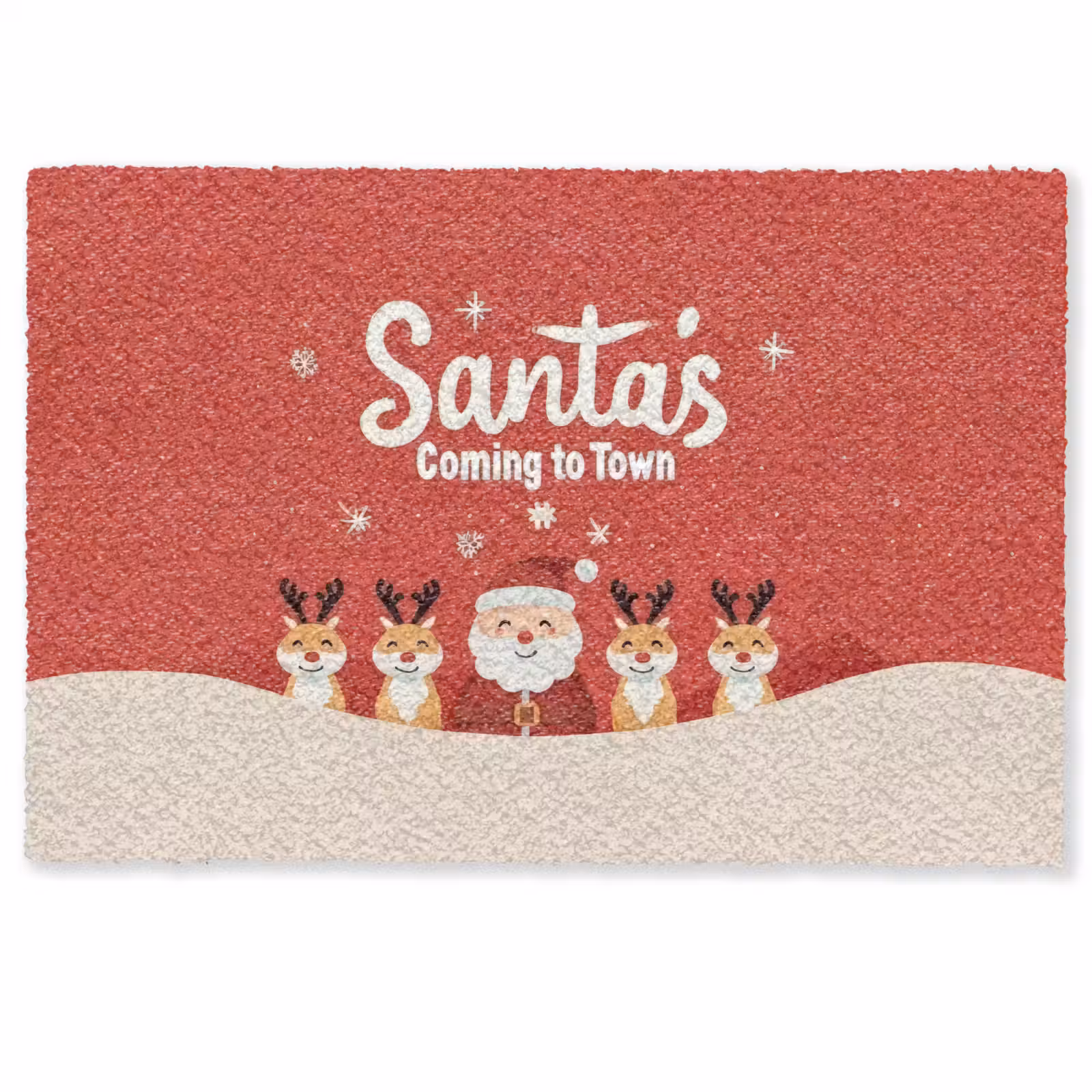 Deurmat - Illustratie - Kerstman - Rendieren - Rood — 1
