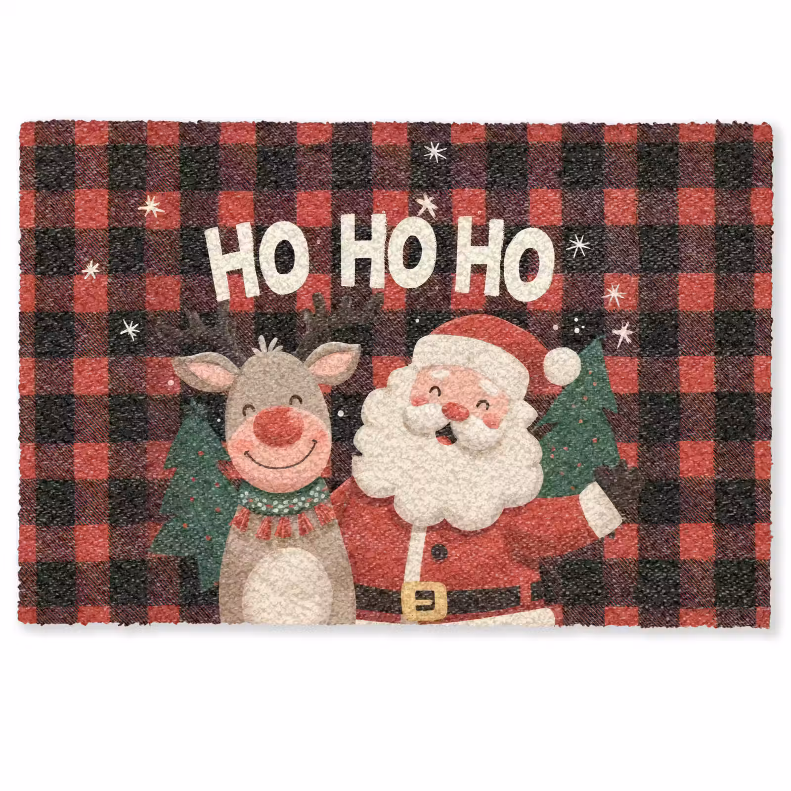 Deurmat - Kerstman - Rendier - Tekst - Rood - Zwart — 1