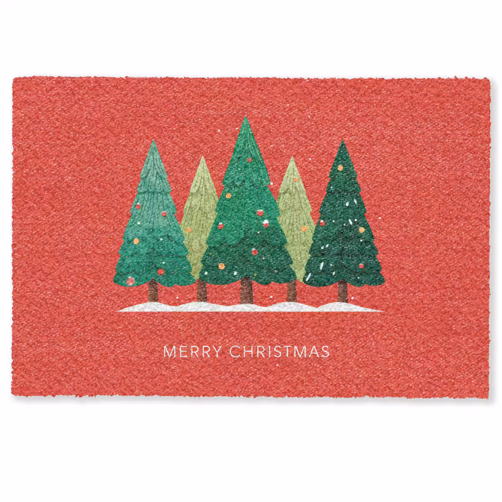 Deurmat - Minimalistisch - Kerstbomen - Rood - Sneeuw — 1