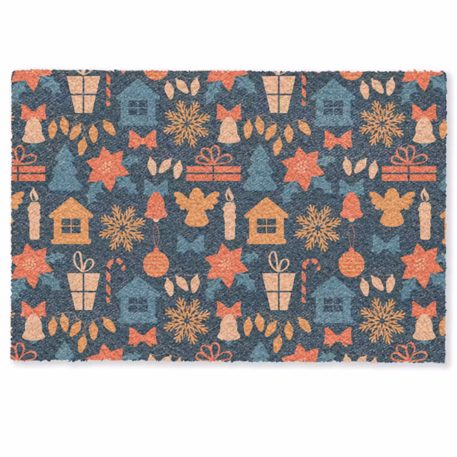 Deurmat - Patroon - Kerst - Symbolen - Blauw — 1