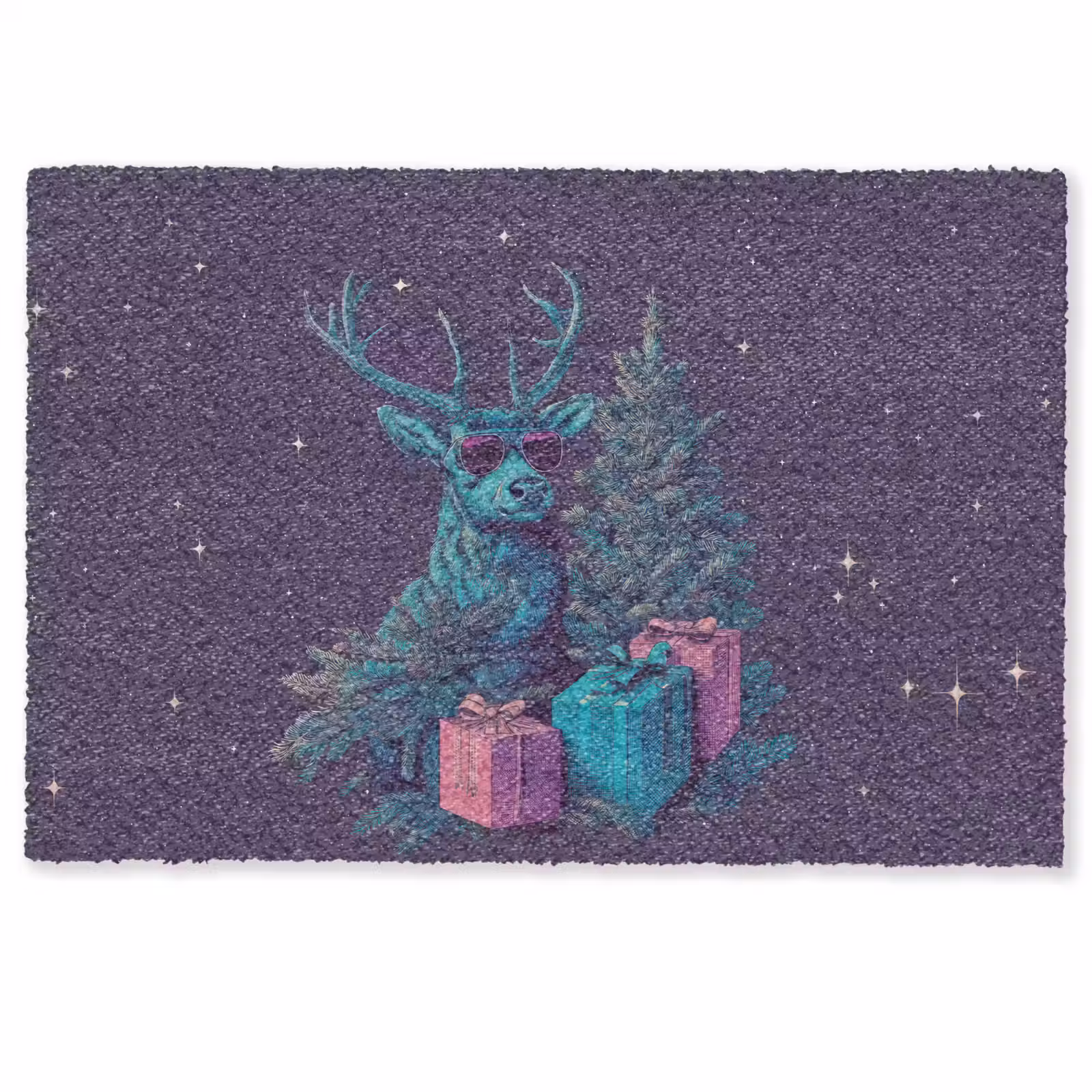Deurmat - Rendier - Zonnebril - Neon - Kerstboom — 1