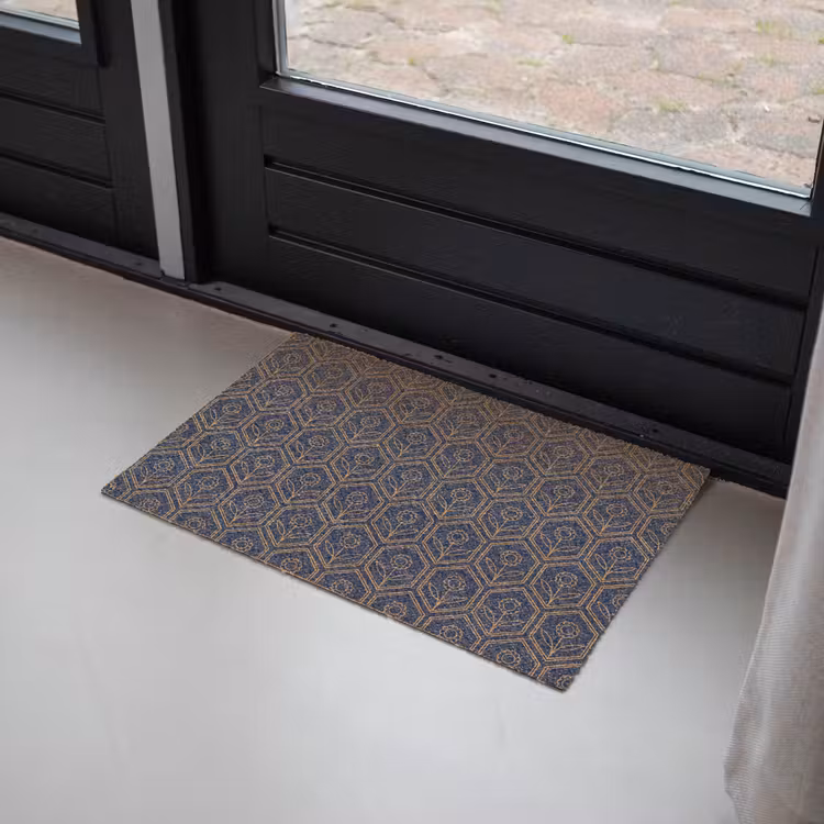 Personaliseerbare deurmat - Donkerblauw - Patroon - Bloem - Symmetrisch — 2