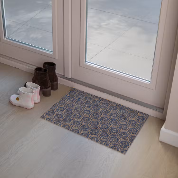 Personaliseerbare deurmat - Donkerblauw - Patroon - Bloem - Symmetrisch — 8