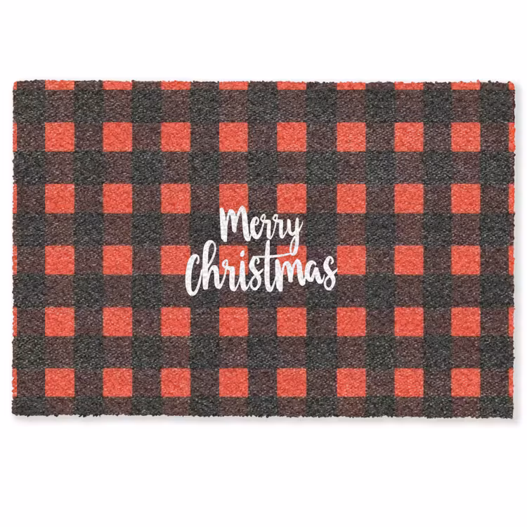 Deurmat - Geruit - Rood - Tekst - Christmas — 1