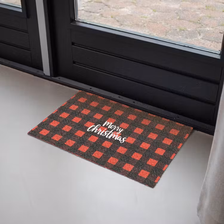 Deurmat - Geruit - Rood - Tekst - Christmas — 2