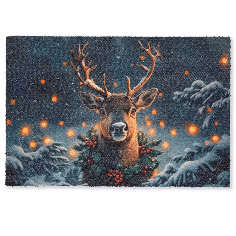 Deurmat - Hert - Kerst - Winter - Sneeuw - Kerstkrans — 1