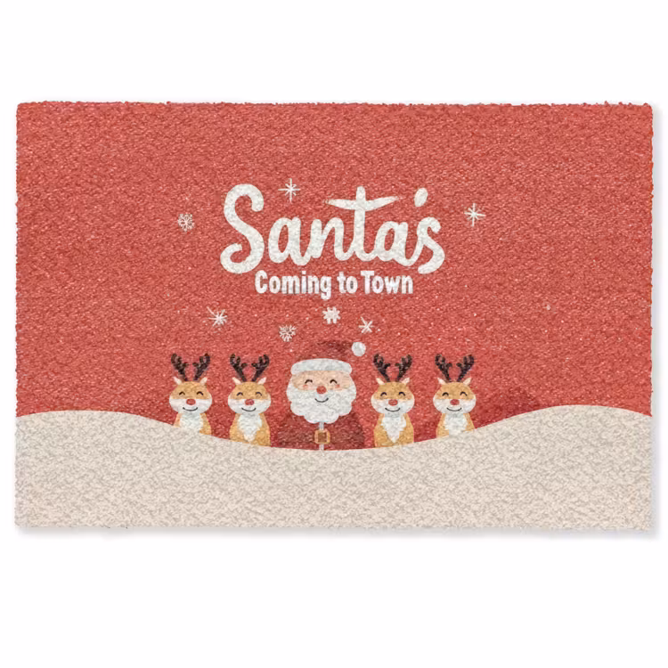 Deurmat - Illustratie - Kerstman - Rendieren - Rood — 1