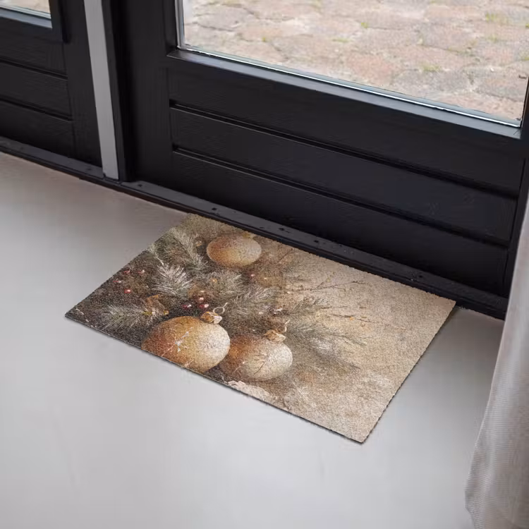 Deurmat - Kerst - Kerstballen - Beige - Goud — 2