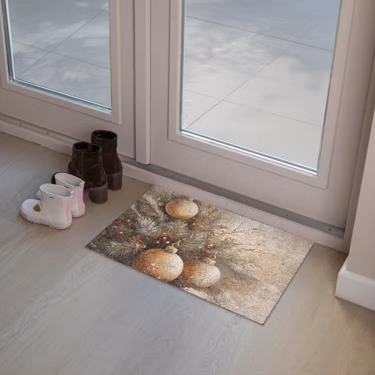 Deurmat - Kerst - Kerstballen - Beige - Goud — 8