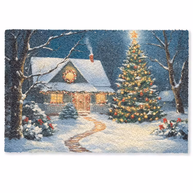 Deurmat - Kerst - Kerstboom - Winter - Huis - Sneeuw — 1