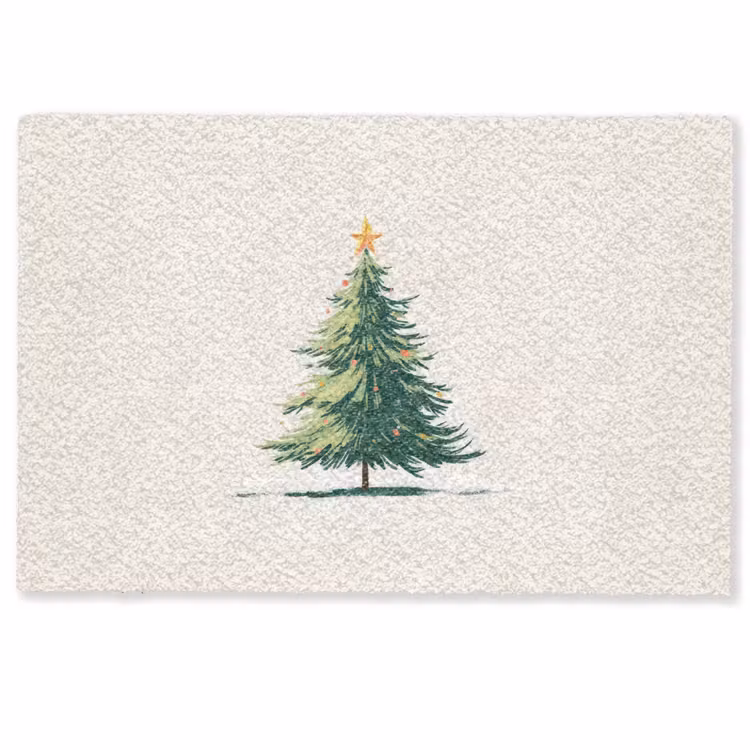 Deurmat - Kerstboom - Illustratie - Ster - Sneeuw — 1