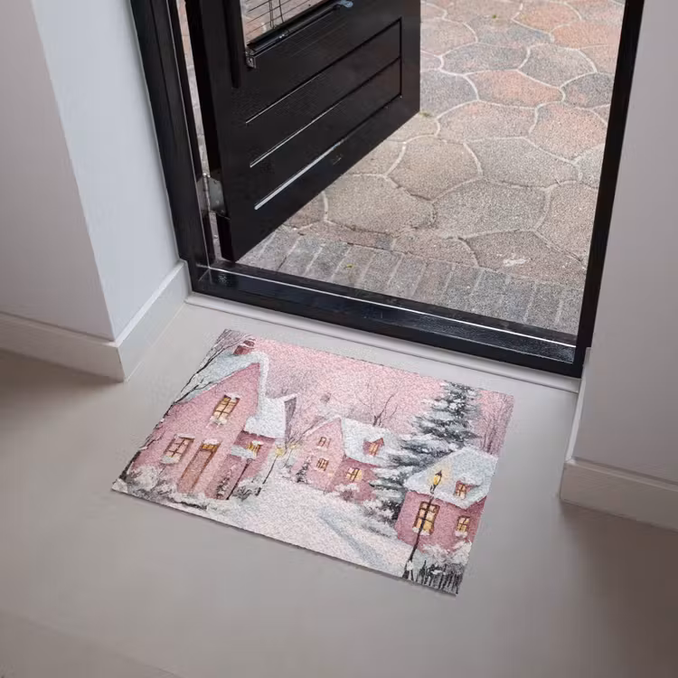Deurmat - Kerstdorp - Roze - Winter - Sneeuw - Huizen — 4