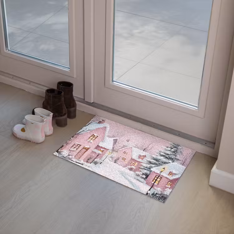 Deurmat - Kerstdorp - Roze - Winter - Sneeuw - Huizen — 8