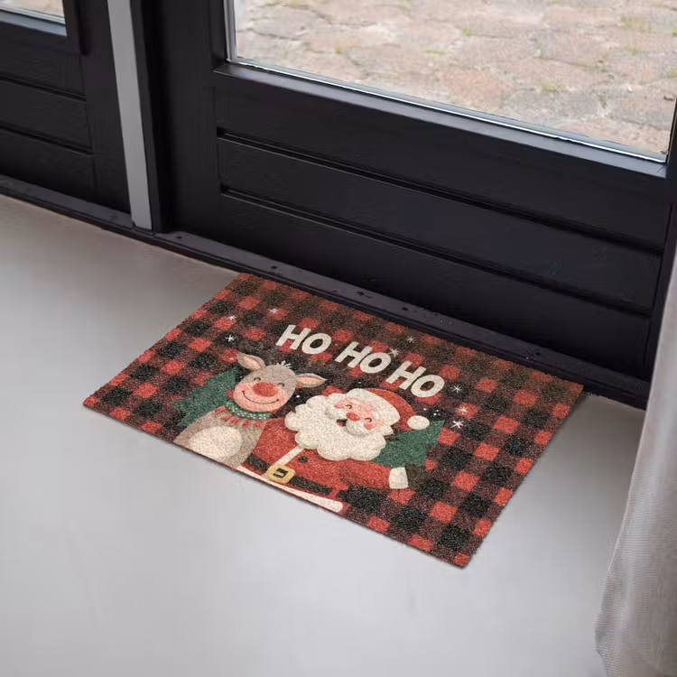Deurmat - Kerstman - Rendier - Tekst - Rood - Zwart — 2