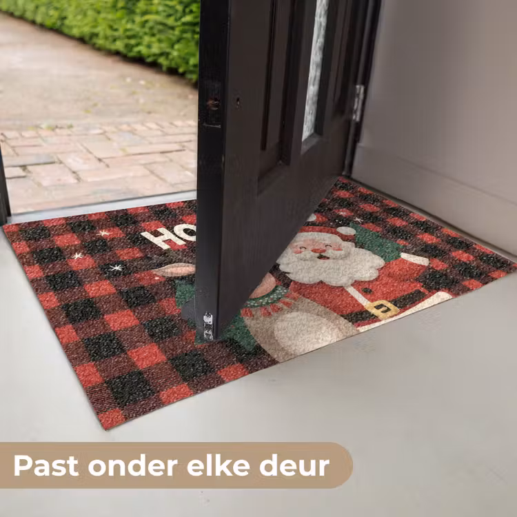 Deurmat - Kerstman - Rendier - Tekst - Rood - Zwart — 7